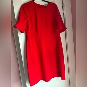 LOFT Red Ruffle Sleeve Sheath Dress Size 14